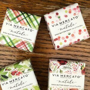 🎄🩷 8 Bars Via Mercato Natale Shea Butter Holiday Scented Soaps